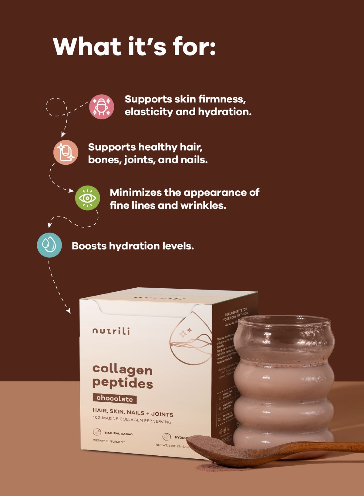 Nutrili Marine Collagen Chocolate Powder 10G Per Serving 15 Servings 225G